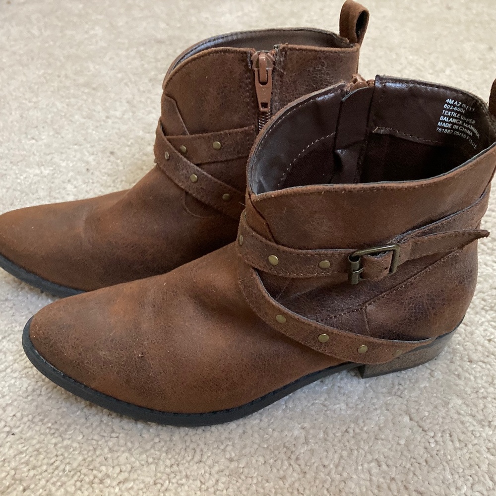 Arizona - Brown Leather/Suede Bitty - Girls Ankle Dress Boots